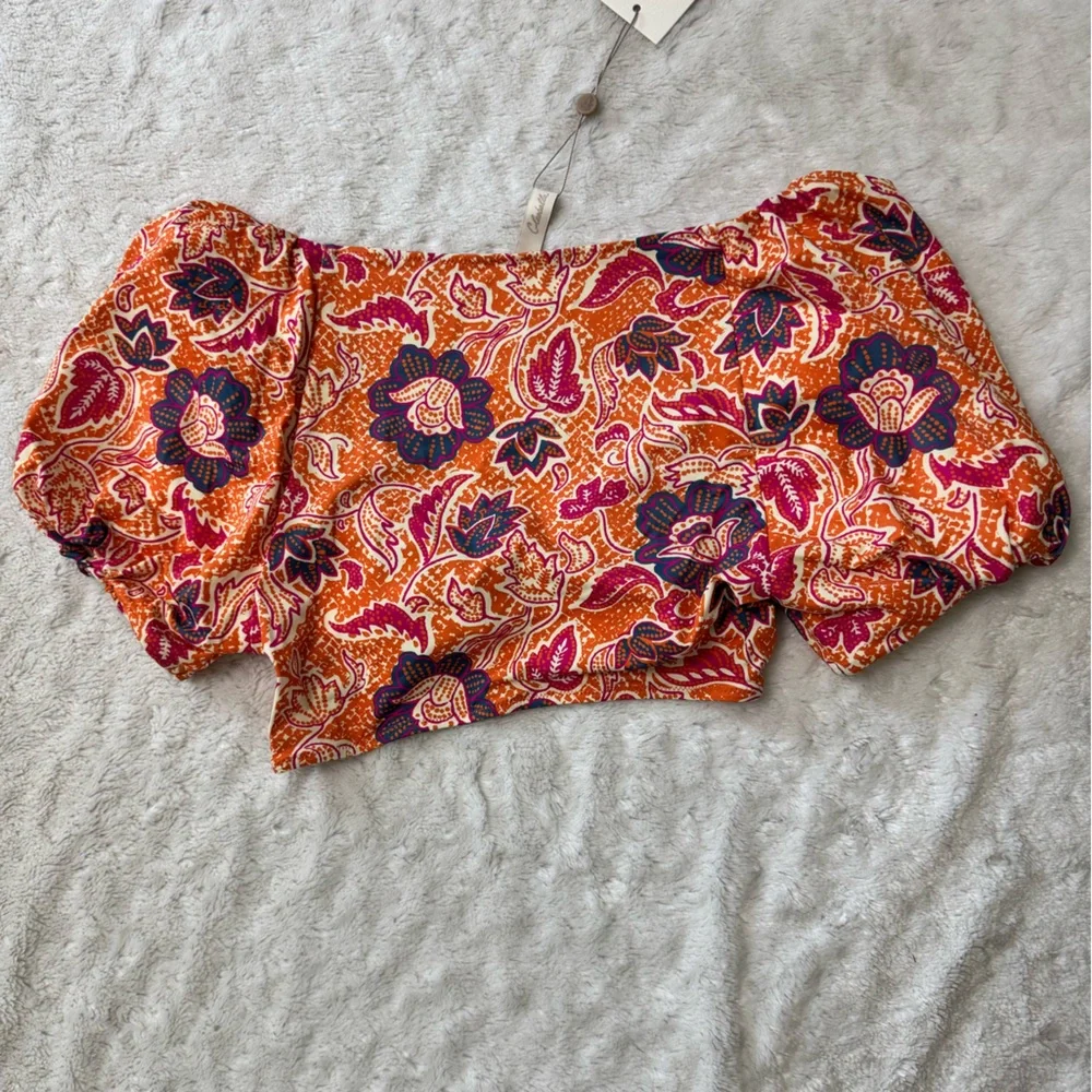 NWT- CLEOBELLA Colorful Paisley Maude Puff Sleeve Swim Top